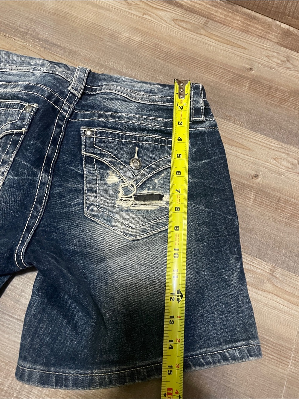 Miss Me Distressed Dark Blue Denim Shorts - Picture 4 of 5